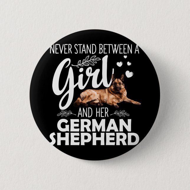 Lustige Deutsche Schäferhund-Kunst für Mädchen Fra Button (Vorderseite)