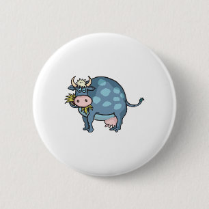 lustige dicke blaue Kuh Button