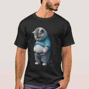 Lustige Dicke Traurige Katze Kunst Design Dickes K T-Shirt