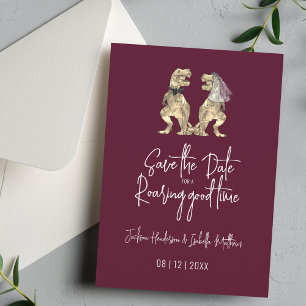 Lustige Dinosaurier Braut und Bräutigam Hochzeit B Save The Date