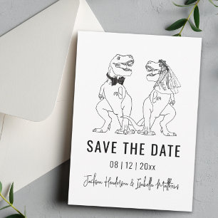 Lustige Dinosaurier-Hochzeit Save The Date