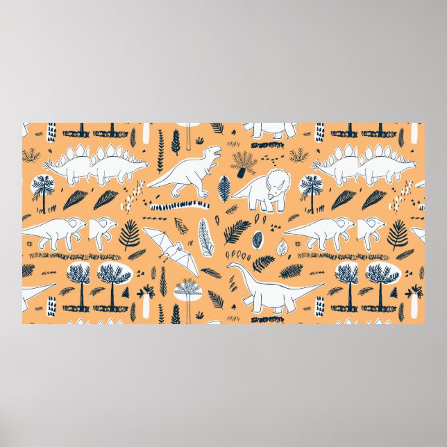 lustige Dinosaurier mit Palm-Blätter Poster (Vorne)