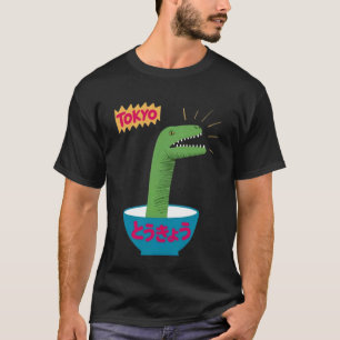 Lustige Dinosaurier-Reisschale Tokio Japan Pop-Art T-Shirt