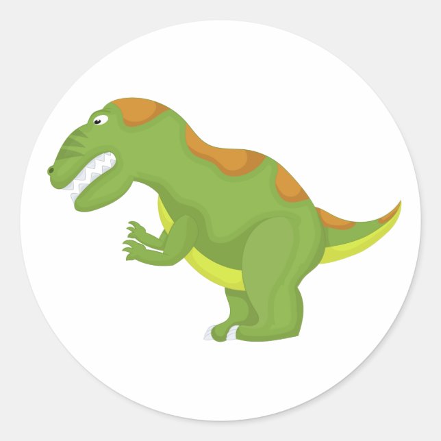 lustige Dinosaurier Runder Aufkleber (Vorderseite)