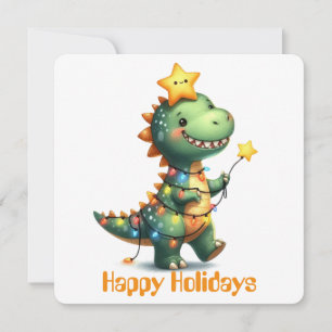 Lustige Dinosaurier-Weihnachtsgrußkarte Feiertagskarte