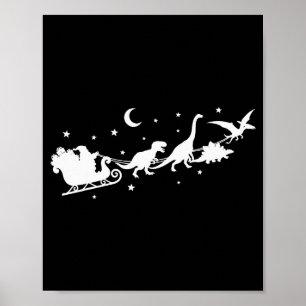 Lustige Dinosaurier Weihnachtsmann Schlitten Weihn Poster