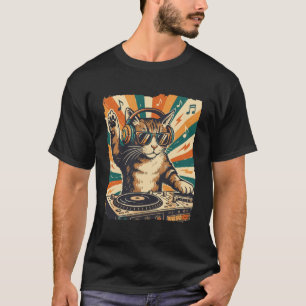 Lustige DJ-Katze Disco-Kopfhörer Musik-Party-Liebh T-Shirt