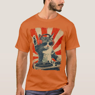 Lustige DJ-Katze Disco-Soundech Kopfhörer Musik Mä T-Shirt