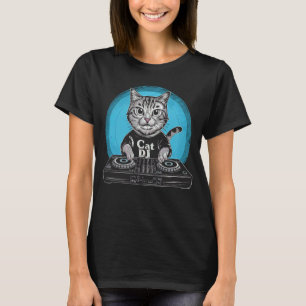 Lustige DJ-Katze mit Kopfhörern EDM Rave DJ Raver T-Shirt