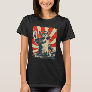 Lustige DJ-Katze mit Kopfhörern Retro-Musikliebhab T-Shirt