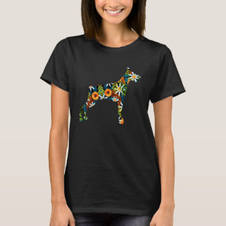 Lustige Dobermann-Kunst für Männer Frauen Floral D T-Shirt