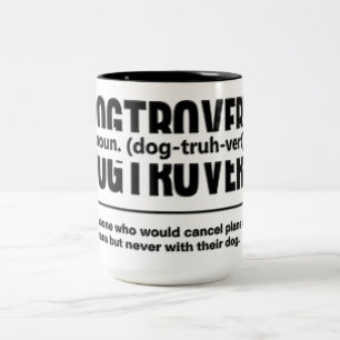 Lustige Dogtrovert-Definition Zweifarbige Tasse