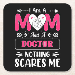 Lustige Doktor-Mama Rechteckiger Pappuntersetzer