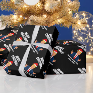 Lustige Donald Trump Weihnachtsmann Cartoon benutz Geschenkpapier
