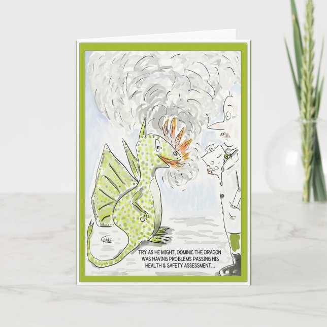 Lustige Drache-"Gesundheits-u. Sicherheits-" Karte (Vorderseite)