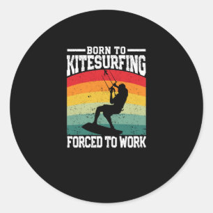 Lustige Drachen-Surfing-Platine, geboren für Kites Runder Aufkleber