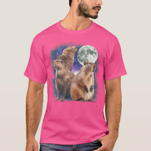 Lustige drei Capybara-Mond 3 Capybara-Kopf-Nagetie T-Shirt