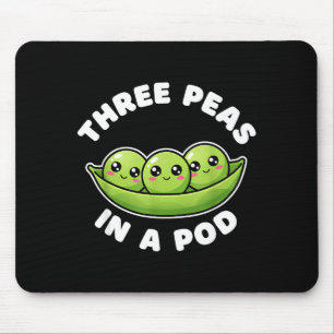 Lustige drei Erbsen in einem D süß Kawaii Mousepad