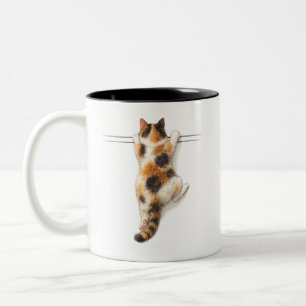 Lustige Dreifarbenkatze Durchhalten Tee Zweifarbige Tasse