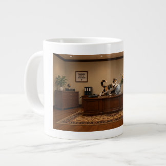 Lustige Dreifarbenkatze wirft eine Vase um | Chaos Jumbo-Tasse
