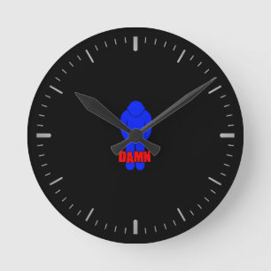 Lustige dünne blaue Linie runde Uhr