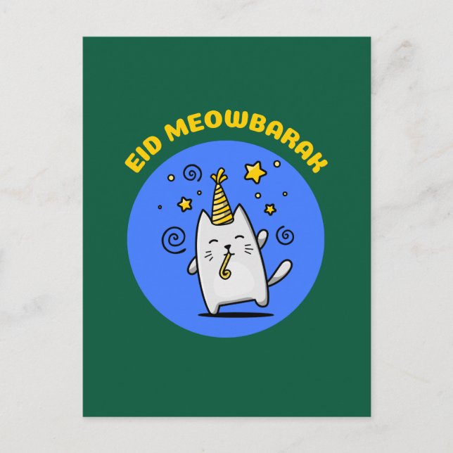 Lustige Eid-Katze Postkarte (Vorderseite)