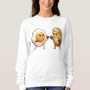 Lustige Eier- gegen Kartoffel-Boxkampf-Illustratio Sweatshirt