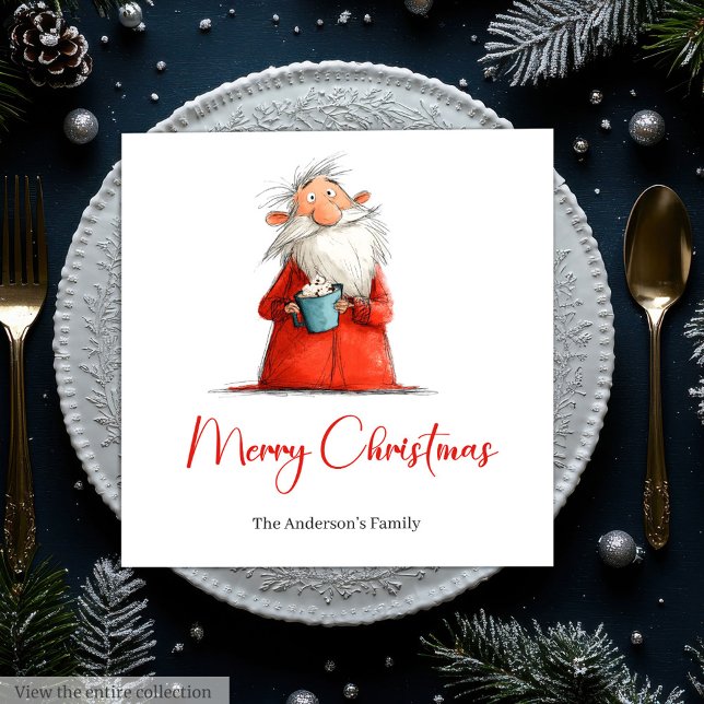 Lustige Eigenartige Weihnachtsmann Festliche Feier Serviette (Funny Quirky Santa Claus Festive Holiday Napkins)