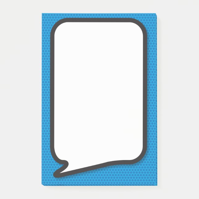 Lustige einfache blaue Sprechblase aus Comic-Hefte Post-it Klebezettel (Vorderseite)