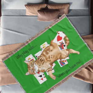 Lustige Einsiedlerkarte Orange Tabby-Kat Spielkart Decke