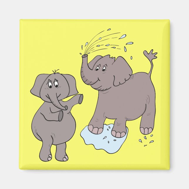 lustige Elefanten "Cartoon" Magnet (Vorne)