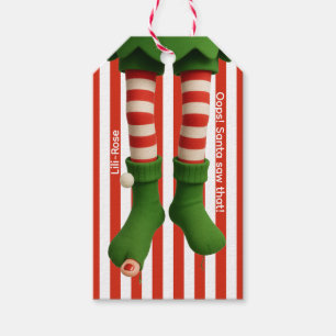Lustige Elf-Beine Nordpol-Schabernack-Verpackung Geschenkanhänger