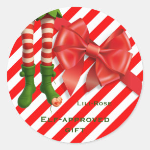 Lustige Elf-Beine Weihnachten   Nordpol Unfug  Runder Aufkleber
