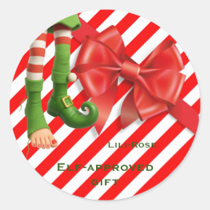Lustige Elf-Beine Weihnachten Nordpol Unfug Runder Aufkleber
