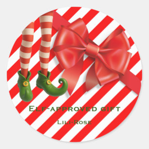 Lustige Elf-Beine Weihnachten   Nordpol Unfug  Runder Aufkleber