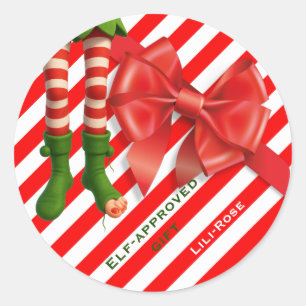 Lustige Elf-Beine Weihnachten   Nordpol Unfug  Runder Aufkleber