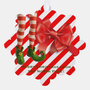 Lustige Elf-Beine Weihnachtskarte   Nordpol-Schabe Ornament Karte