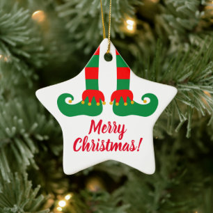 Lustige Elf-Füße Frohe Weihnachten Baumschmuck Ges Keramik Ornament