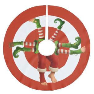Lustige Elfenbeine Nordpol-Spaß-Weihnachtsbaum-S Polyester Weihnachtsbaumdecke