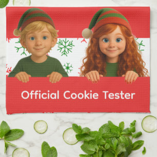 Lustige Elfengesichter Offizieller Cookie-Tester Geschirrtuch
