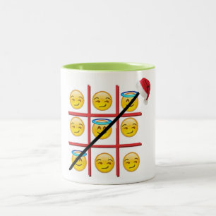 lustige emoji-tac-toe emoji Weihnachtsgestaltung f Zweifarbige Tasse
