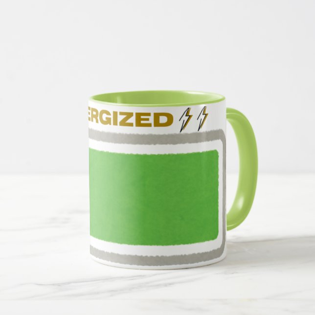 ☕ Lustige energetisierte Kaffeetasse | Vollbatteri (VorderseiteRechts)