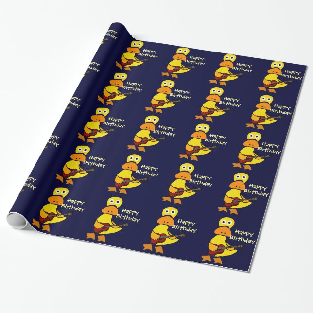 Lustige Ente, die Gitarren-Packpapier spielt Geschenkpapier (Ungerollt)