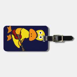 Lustige Ente, die Gitarren-Primitiv-Kunst spielt Gepäckanhänger