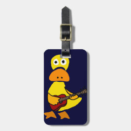 Lustige Ente, die Gitarren-Primitiv-Kunst spielt Gepäckanhänger