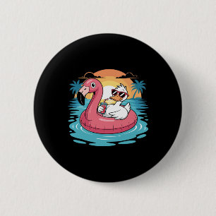 Lustige Ente Hawaiianischer Flamingo Schwimmkörper Button