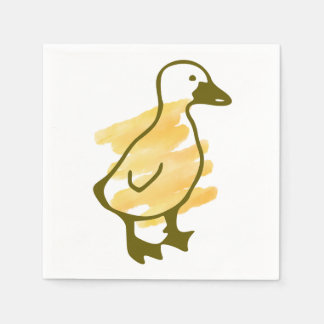 Lustige Ente in Gelb aquarelliert Serviette