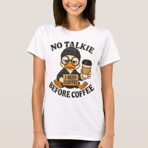 Lustige Ente Kaffee Liebhaber Süße Cartoon Grafik T-Shirt