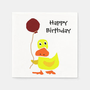Lustige Ente mit Ballon-alles- Gute zum Serviette