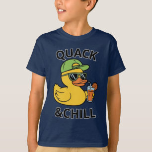 Lustige Ente Quack & Chill – Gelbe Ente mit Sungla T-Shirt